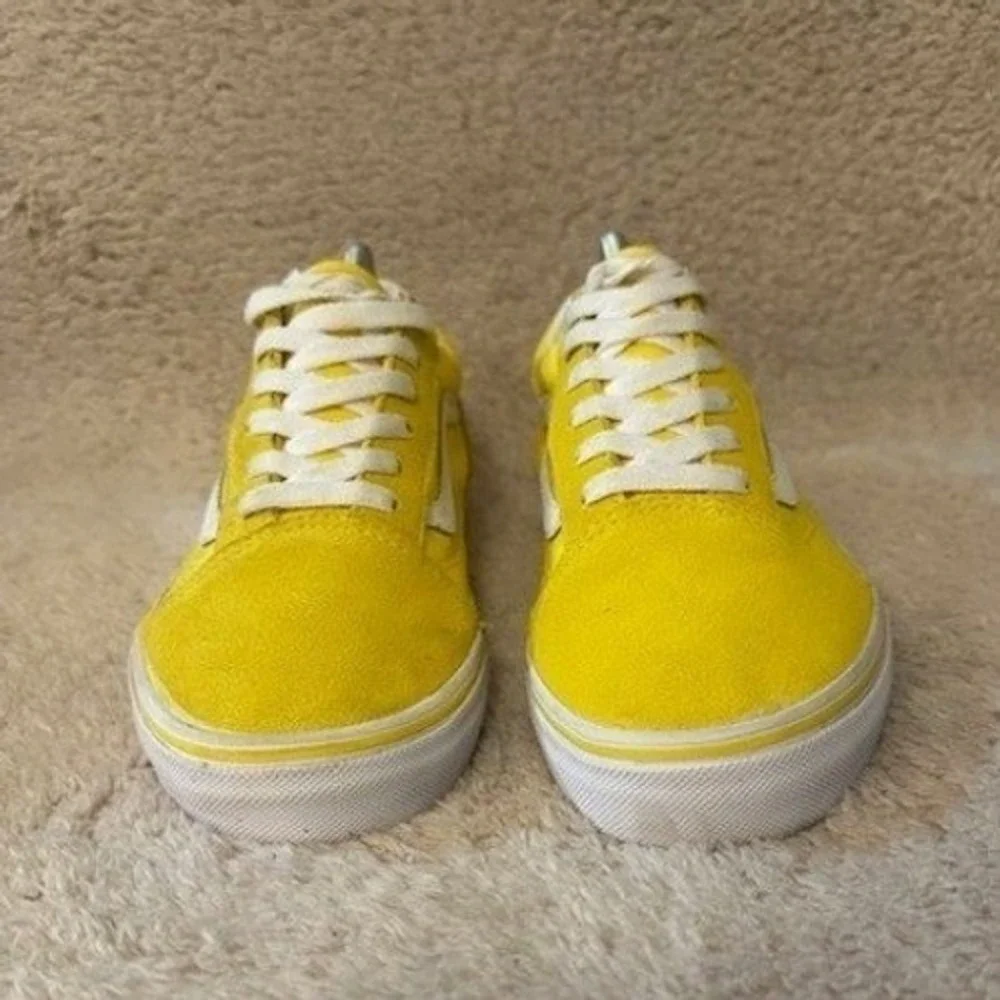 Vans Old Skool Kids Yellow Rainbow Checkerboard Suede Canvas Sneakers Size 7Y